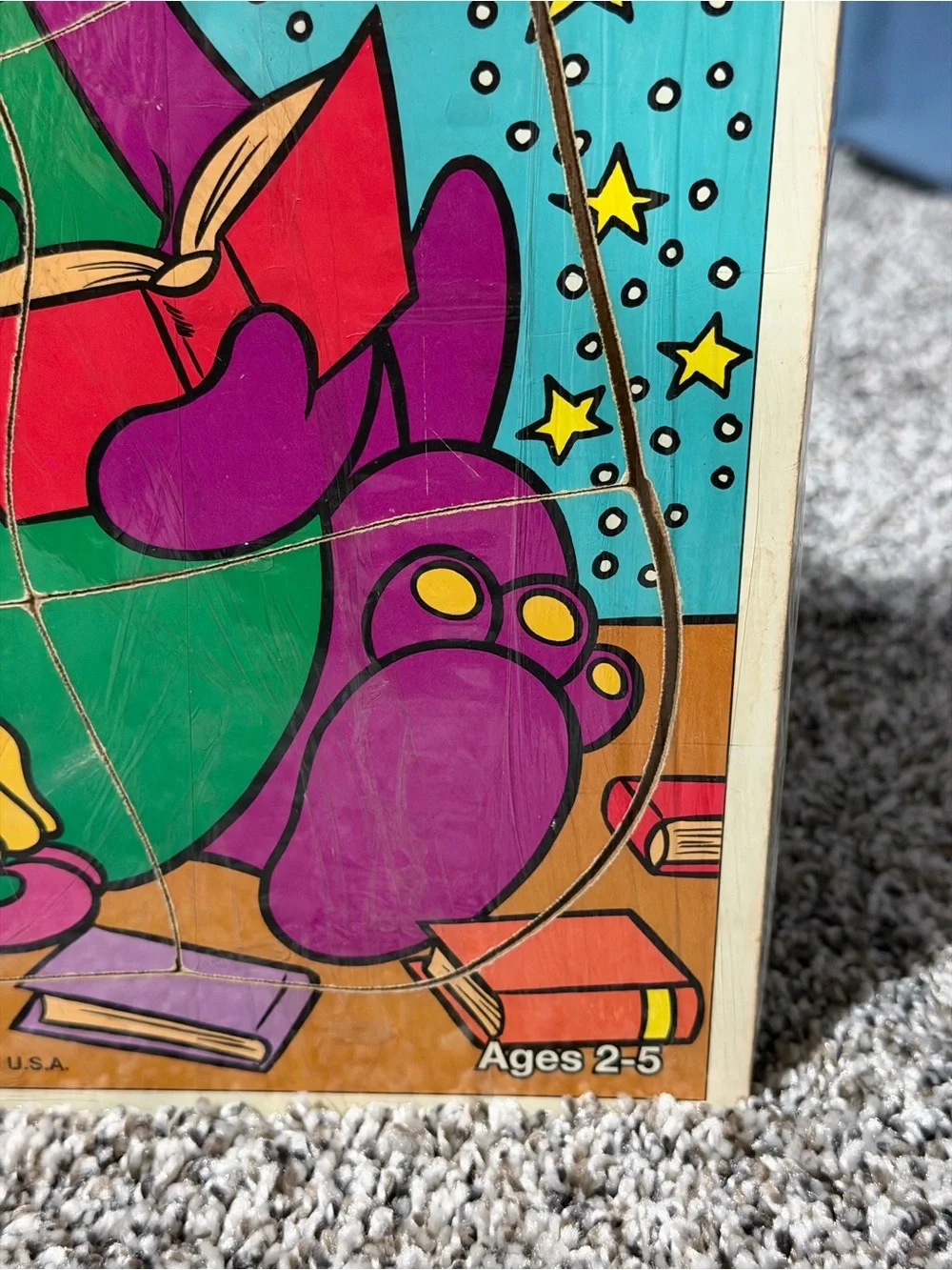 Playskool Barney & Baby Bop Wooden Puzzle - Purple & Green